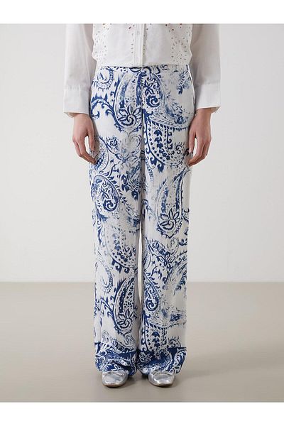 LC Waikiki Pantaloni de damă cu model LCW Vision cu talie elastică