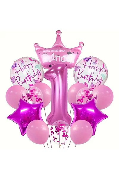 DÜVENCİ TİCARET Princess Crown Foiled Age Balloon Set