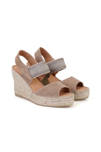 Desa Women's Beige Wedge Heeled Espadrille Sandals