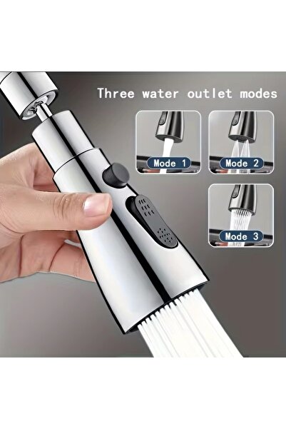 Hombak Chrome 3 function saving 360 degree swivel faucet sink head kitchen fa...