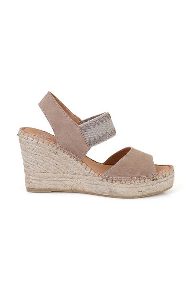 Desa Women's Beige Wedge Heeled Espadrille Sandals