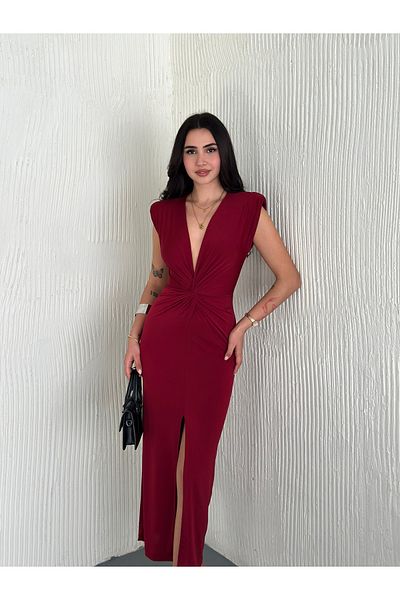 Cistern İstanbul Women's Padded Twist Detailed Slit Dress