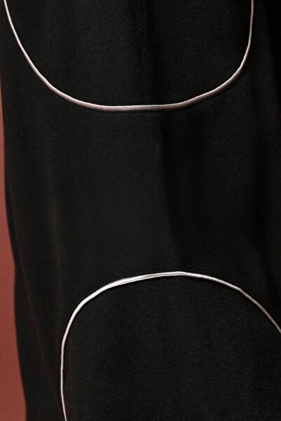 North London Erkek İki İplik Mevsimlik Fleto Cep Bol Paça Biyeli Siyah Oversize Eşofman Altı