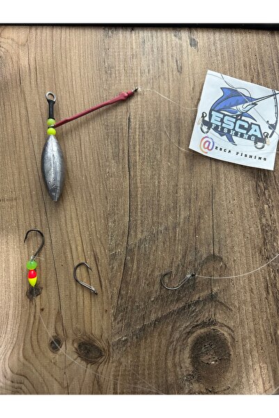 esca fishing 75 Gram Surf Kurşun FluoroCarbon Misina 0.45 Saçaklı  3 İğne Chinu Model Hazır Takım