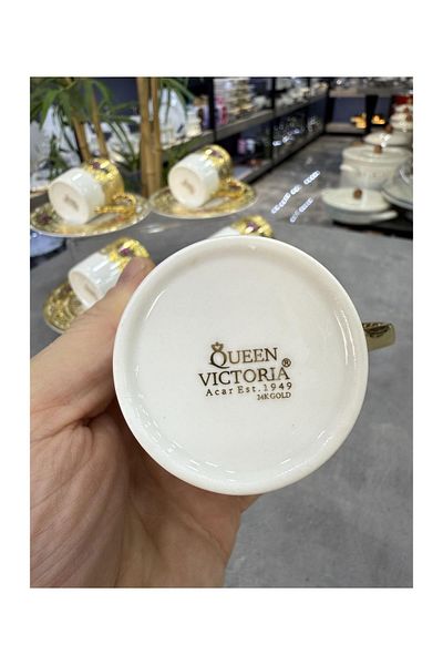 Doğudeko Luxury Gold Plated Petra Set of 6 Cups