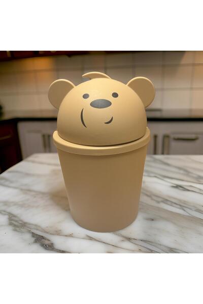Genel Markalar Ayıcık Çöp Kutusu Kahverengi - Bileklik Hediyeli Çocuk Odası Çöp Kutusu Kovası Küçük Masaüstü
