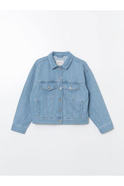 LC Waikiki Lcw Modest Shirt Collar Stone Women's Jean Jacket
