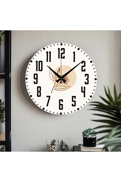 M&H Quality Ceas de perete imprimat UV cu cifre turcești decorative cu model de flori (silencios) Mecanism acarien Scorpion metalic