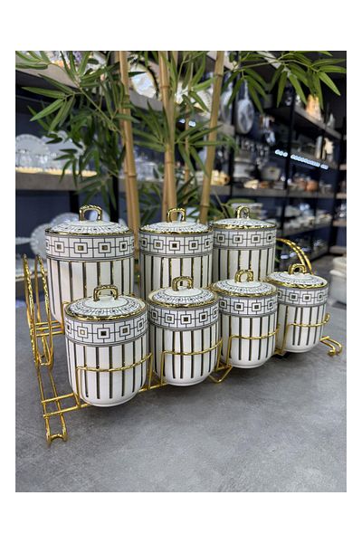 Doğudeko Lux Porcelain 7 Li Gold Spice Set Diagon