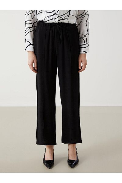 LC Waikiki Pantaloni de damă LCWAIKIKI Classic cu talie elastică texturată cu picioare largi
