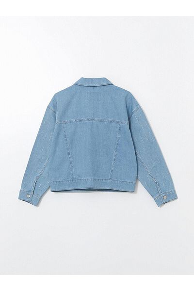 LC Waikiki Lcw Modest Shirt Collar Stone Women's Jean Jacket
