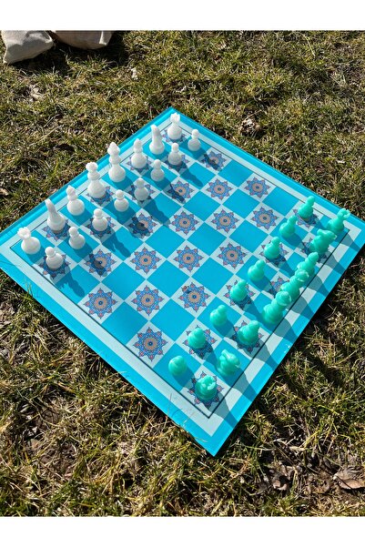 Glit Glass Cam Satranç Takımı - Etnik Desenli Zarif Tasarım