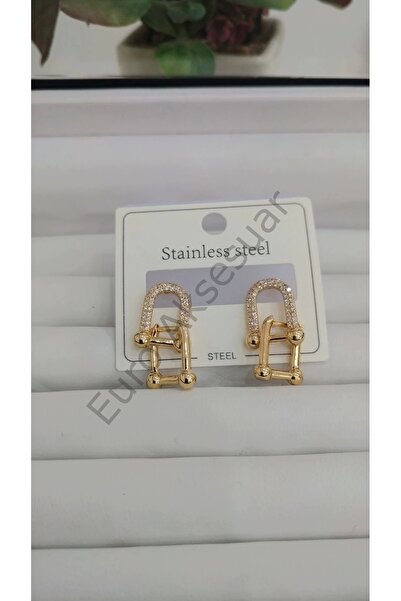 stainless steell Gold Marka Model Çelik Küpe