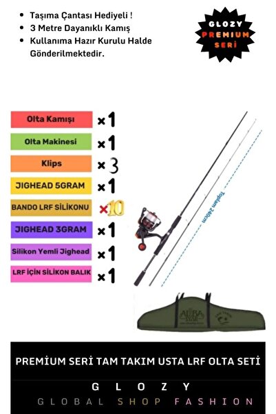 GLOZY Premium Seri Taşıma Çantalı Hazır Kurulu 3 Mt Kamış Usta Lrf Dayanıklı ...