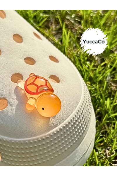 Crocs Karanlıkta Parlayan Mini Turuncu Kaplumbağa Üç Boyutlu Terlik Süsü/3d J...
