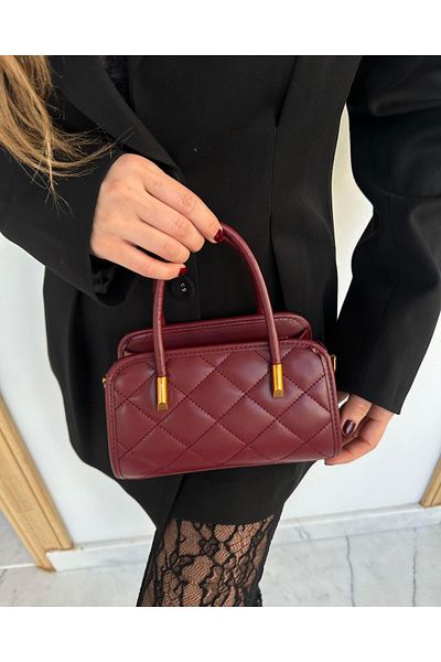 Tina İstanbul Geantă cu mâner matlasat și cusut, model Roșu Claret – Pantofi pentru bărbați Gx9688