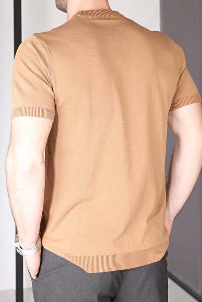 Delpino Πλεκτό ανδρικό βαμβακερό μπλουζάκι με στρογγυλή λαιμόκοψη