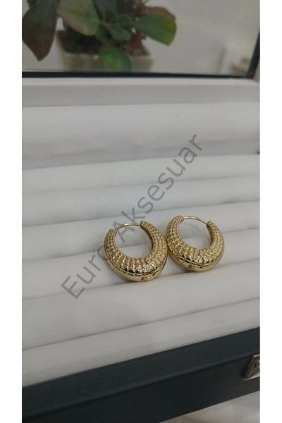 stainless steell Gold Curved Hoop Steel Earrings