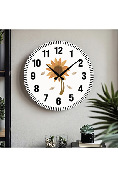 M&H Quality Декоративен стенен часовник с турски цифри и UV печат, флорален м...