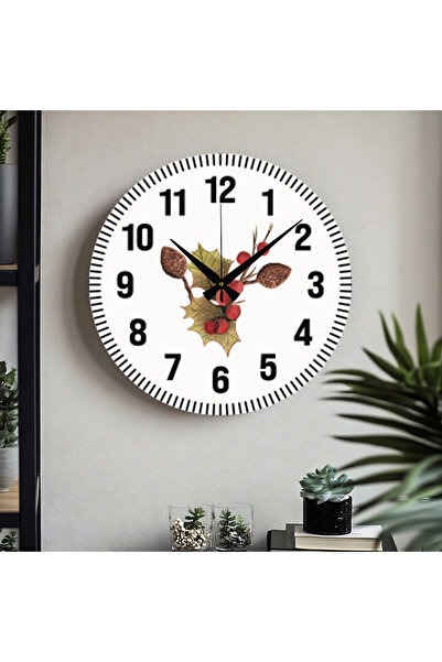 M&H Quality Декоративен стенен часовник с турски цифри и UV печат, флорален м...