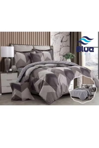 smart home طقم لحاف مزدوج الوجهين، مرتبة مزدوجة الوجهين، مكون من 6 قطع، لحاف ...