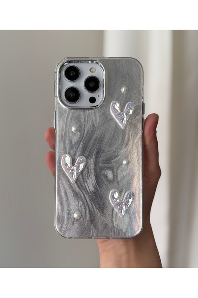 FİŞNEİLETİŞİM حافظة آيفون 16 بروماكس متوافقة مع نمط الريش ثلاثي الأبعاد مع لؤ...