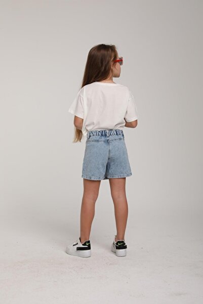 Escabel Pul İŞlemeli Çiçekli Şort Etek - Mavi