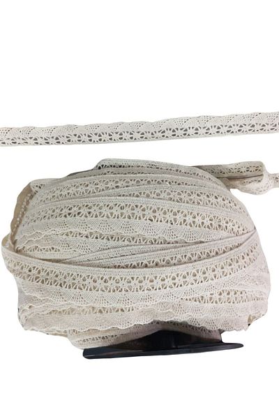 P Parla Kopanaki Lace 4 cm Wide Cream 5 Meters with Stripe