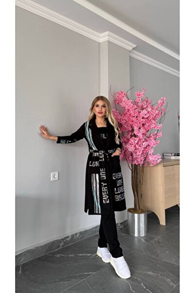 Bella Belluci طقم ثلاثي كارديجان بطباعة ستون تروك