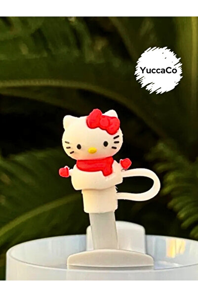 Stanley Kitty Termos Aksesuar/Kedili Pipet Kılıfı/Kedi Figür Pipet Koruyucu/P...