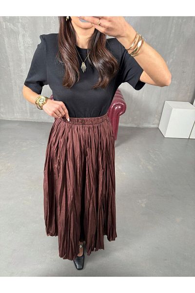 Sachistanbul Bitter Brown Waist - Κρασί Ελαστική Φούστα