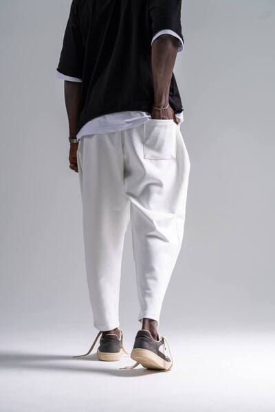 Superbluemexico Erkek Basic Baggy Havuç Ekru Şalvar Pantolon