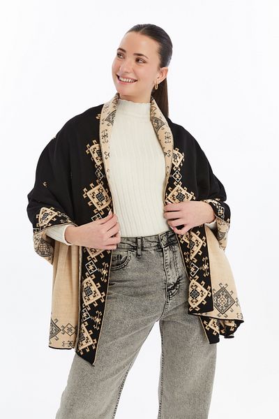 panşalço Black-Goose Model Bowl, Knitwear, Shawl and Obese Takyi, Suitable for Women, Young and Mother in 75X180Cm Dimensions.