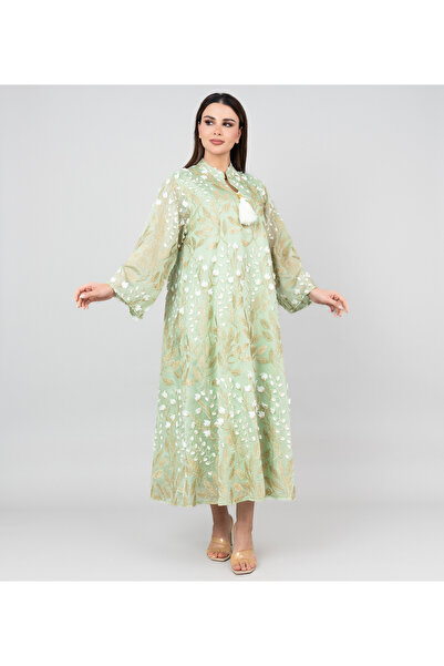 IKKXA جلابية مطرزة بتلات ناعمة