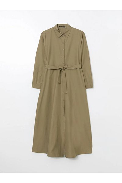 LC Waikiki Γυναικείο πουκάμισο LCWAIKIKI Classic Green Poplin