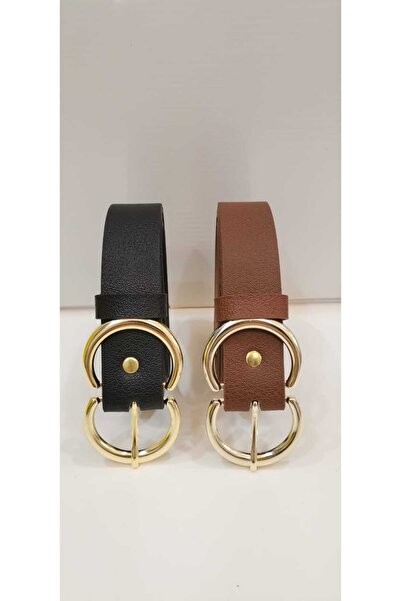 Mia Belt Pachet de curea catarame aurii negre, maro, pentru femei, Lățime: 3 cm