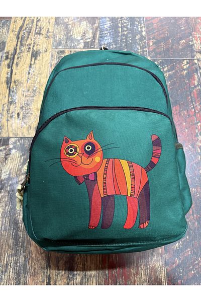 Street Bag Ethnic Αυθεντικό Βοημικό Αδιάβροχο Ορθοπεδικό Σακίδιο πλάτης με μοτίβο γάτας με 3 θήκες