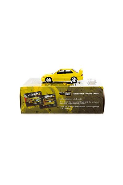 Tarmac Works 1/64 Lancer Gsr Evolution Iii Yellow with Tarmac Cards