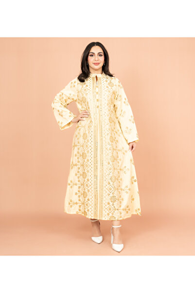 IKKXA Elegant Jalabiya with Intricate Embroidery Work