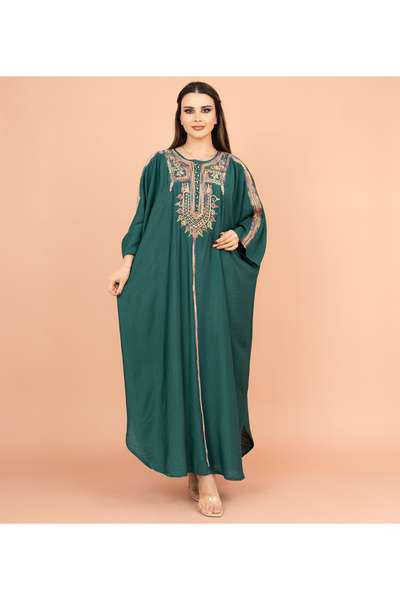 IKKXA FreeSize Solid Jalabiya with Intricate Embroidery