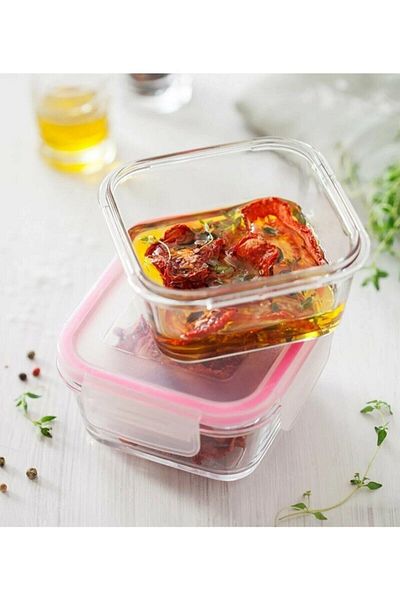 LAV Storage Container 3 Pieces Glass Square Locking Storage Container Fresco 227