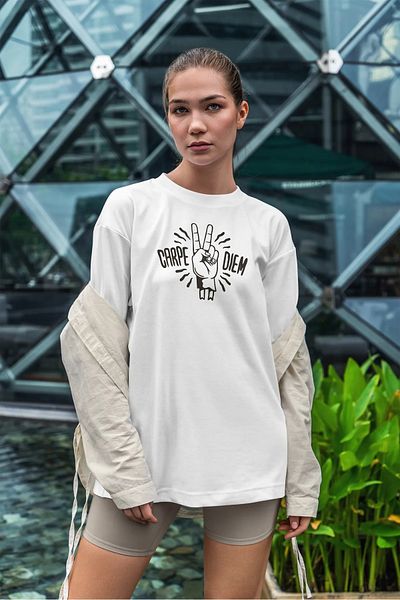 qubo sportswear & company Tricou alb cu mânecă scurtă, unisex, din bumbac, cu imprimeu supradimensionat