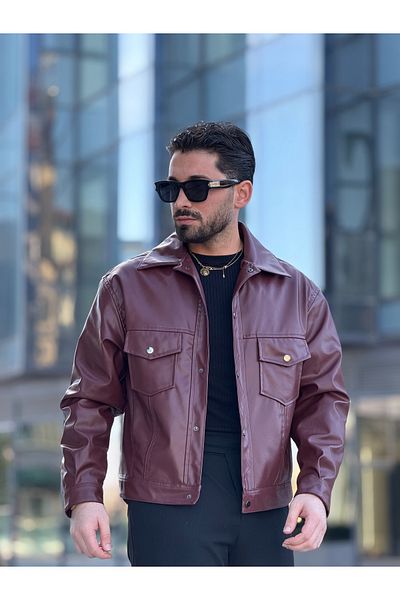 MİS MODA men's seasonal leather coat