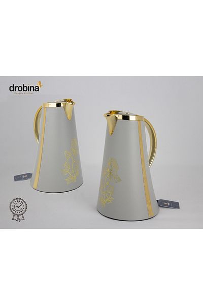 drobina Dropina Light Grey Luxury Printed Tea and Coffee Thermos Set
