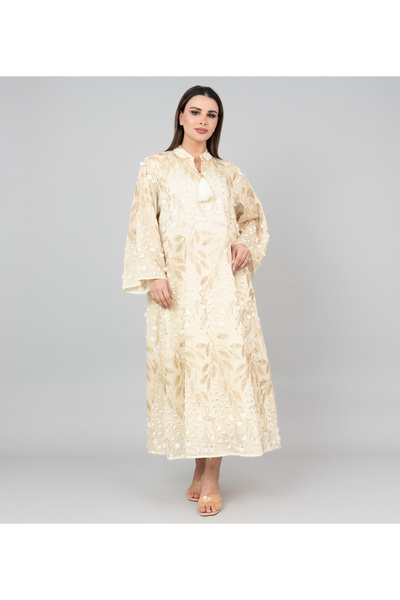 IKKXA Soft Petals Embroidered Jalabiya