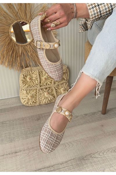 KAZAX Παπούτσια μπαλαρίνας Hante Beige Stone
