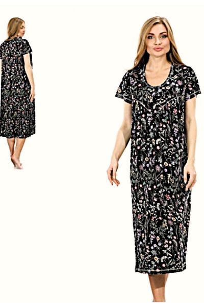 Etoile Short Sleeve Bamboo Women's Nightgown Black