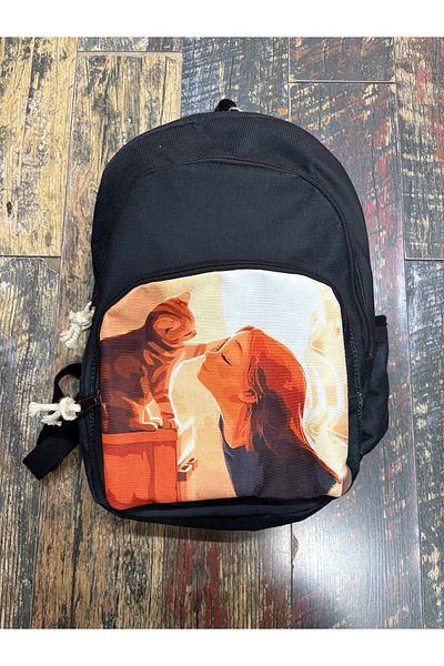 Street Bag Cat Patterned Ethnic Authentic Bohemian Waterproof 3 Compartment Large Orthopedic Backpack