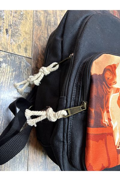 Street Bag Cat Patterned Ethnic Authentic Bohemian Waterproof 3 Compartment Large Orthopedic Backpack