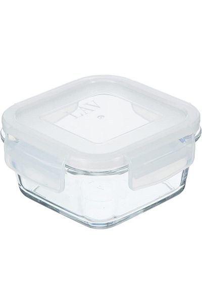 Lav&Love 375 Cc Lava Fresco Single Storage Container - Square with Glass White Lid